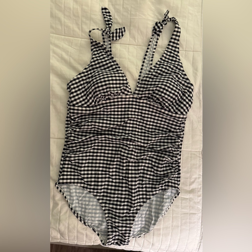 Black and White Gingham Swimsuit XL